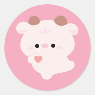 Cute Love Cow Classic Round Sticker
