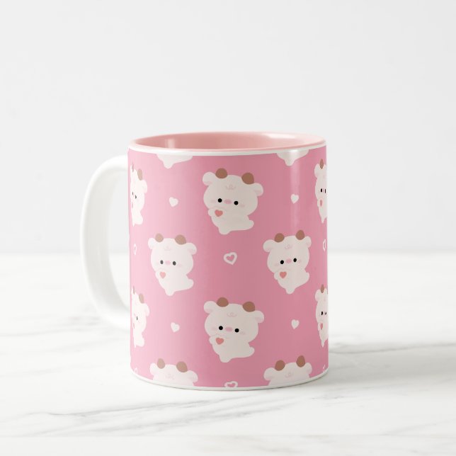 Cute Love Cow Two-Tone Coffee Mug (Front Left)