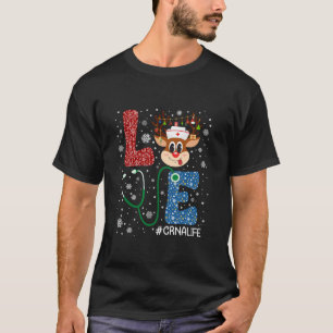 Cute Love CRNA Nurse Christmas Buffalo Plaid Xmas T-Shirt