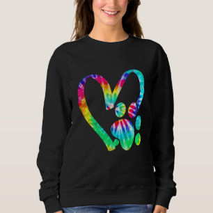 Cute Love Dog Paw Print Tie Dye Dog Cat Owner Sweatshirt
