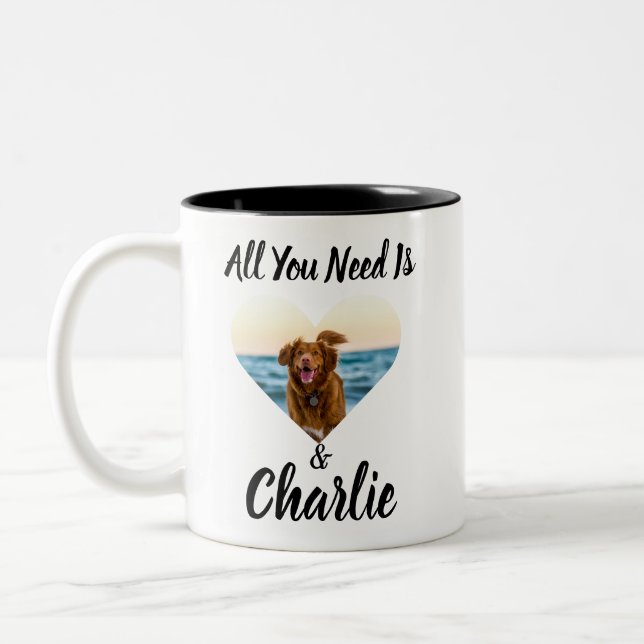 Cute Love Dog Photo Name Custom Mug (Left)