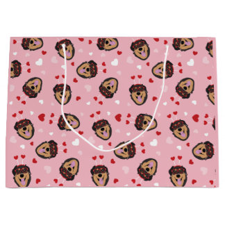 Cute Love Dog Pink Red Large Gift Bag