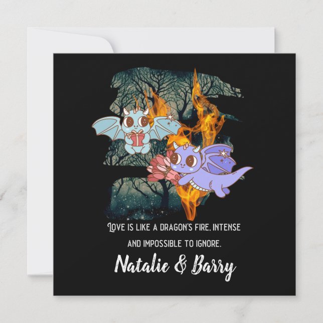 Cute Love Dragons Valentine Card (Front)