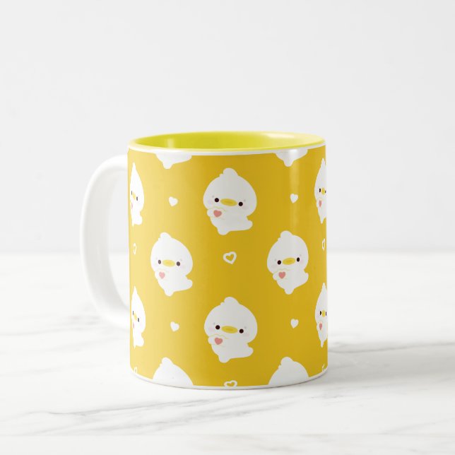 Cute Love Duck Two-Tone Coffee Mug (Front Left)