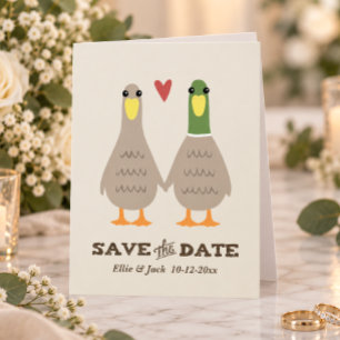 Cute Love Ducks Wedding Save the Date Announcement Postcard