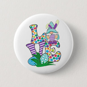 Cute Love Easter Bunny Egg Hunting Easter Gnome 6 Cm Round Badge