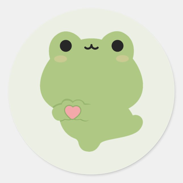 Cute Love Frog Classic Round Sticker (Front)