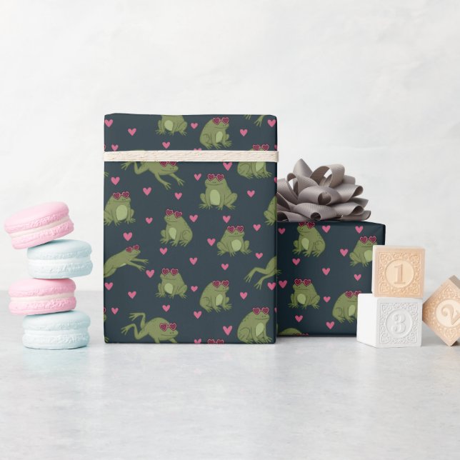 Cute Love Frogs Wrapping Paper Roll (Baby Shower)