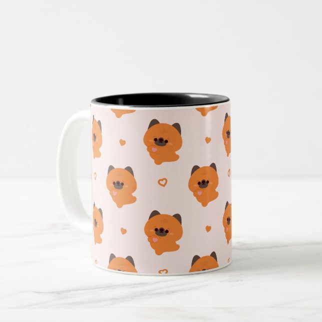 Cute Love German Shepherd Puppy Two-Tone Coffee Mug (Front Left)