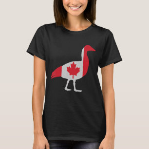Cute Love Goose In Maple Leaf Canadian Flag Happy T-Shirt