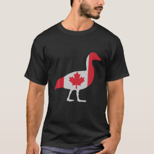 Cute Love Goose In Maple Leaf Canadian Flag Happy T-Shirt