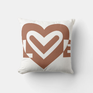 Cute Love Graphic Chocolate Brown Cushion