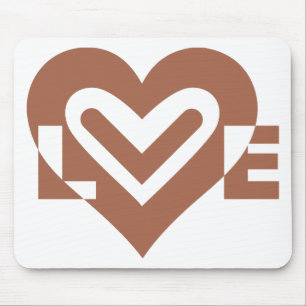 Cute Love Graphic Chocolate Brown Mouse Pad