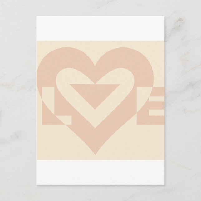 Cute Love Graphic, Cream Beige Postcard (Front)