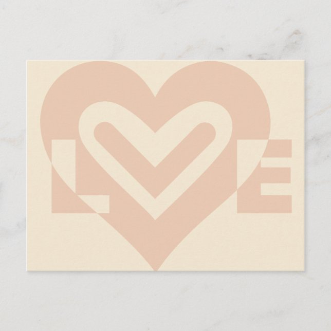 Cute Love Graphic in Beige Postcard (Front)