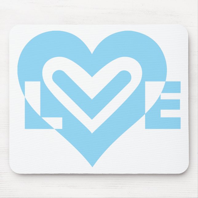 Cute Love Graphic in Blue Mouse Pad (Front)