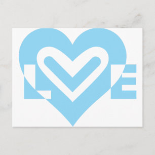 Cute Love Graphic in Blue Postcard