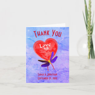 Cute Love Heart Balloon Personalised Wedding  Thank You Card