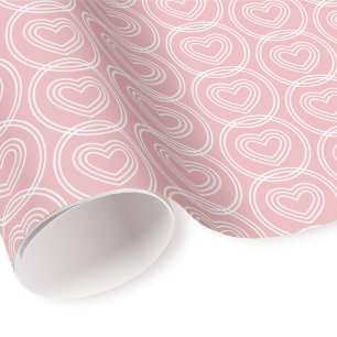 Cute Love Heart Circles Blush Pink Modern Pattern Wrapping Paper