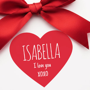 Cute Love Heart Custom Text Name Modern Valentine Sticker