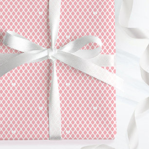 Cute Love Heart Lattice Mesh Pink Modern Birthday Wrapping Paper