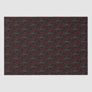 Cute love heart pattern on black background tissue paper