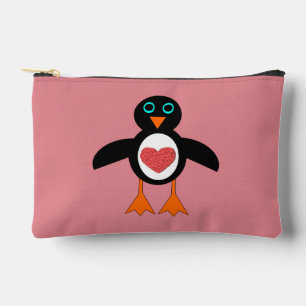 Cute Love Heart Penguin Accessory Pouch