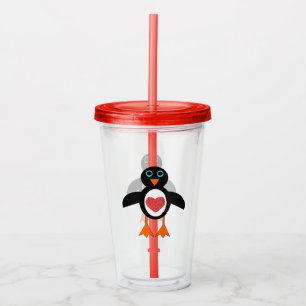 Cute Love Heart Penguin Acrylic Tumbler
