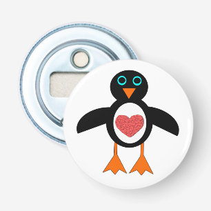 Cute Love Heart Penguin Bottle Opener
