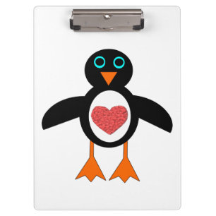 Cute Love Heart Penguin Clipboard