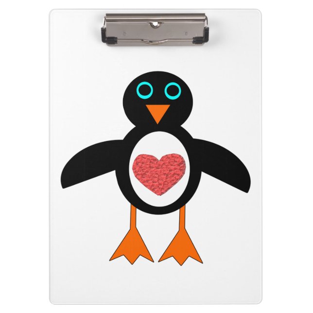 Cute Love Heart Penguin Clipboard (Front)
