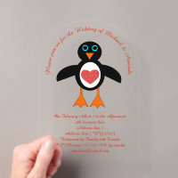 Cute Love Heart Penguin Custom Wedding