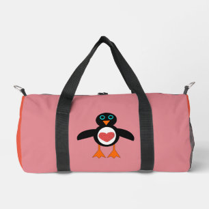 Cute Love Heart Penguin Duffle Bag