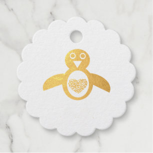 Cute Love Heart Penguin Favour Tags