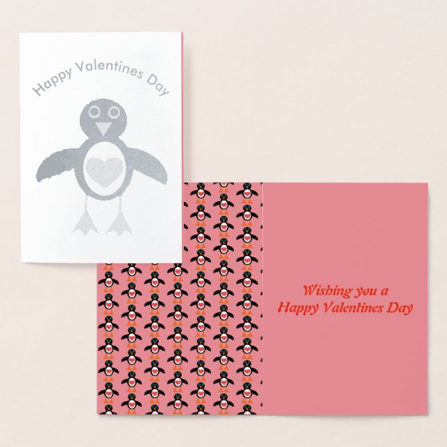 Cute Love Heart Penguin Foil Card (Display)