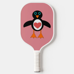 Cute Love Heart Penguin Pickleball Paddle