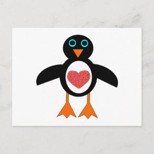 Cute Love Heart Penguin Postcard