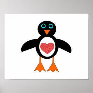 Cute Love Heart Penguin Poster