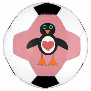 Cute Love Heart Penguin Soccer Ball