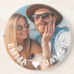 Cute Love Heart Photo Couples Personalised Names<br><div class="desc">Cute Love Heart Photo Couples Personalised Names Coasterse features your favourite photo with a love heart and personalised with your names in modern white script. Personalise by editing the text in the text box provided and adding your own picture. Perfect gifts for couples, girlfriend, wife, sweetheart and more for birthday,...</div>