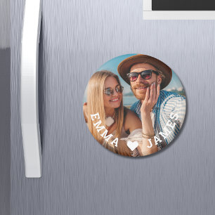 Cute Love Heart Photo Couples Personalised Names Magnet
