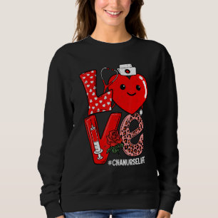 Cute Love Heart Stethoscope CNA Nurse Life Valenti Sweatshirt