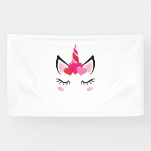 Cute Love Heart Unicorn Valentines Day Top T-Shirt Banner
