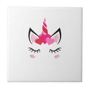 Cute Love Heart Unicorn Valentines Day Top T-Shirt Tile