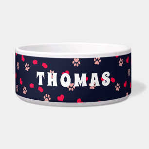 Cute Love Hearts and Paws Red Pink Pattern