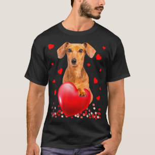 Cute Love Hearts Dachshund Dog Valentines Puppy Lo T-Shirt