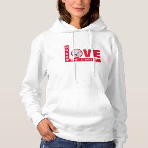 Cute Love Hearts Dog Photo Valentines Day Red Hoodie