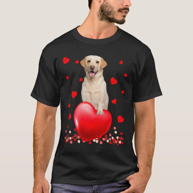Cute Love Hearts Labrador Dog Valentines Puppy Lov T-Shirt (Front)