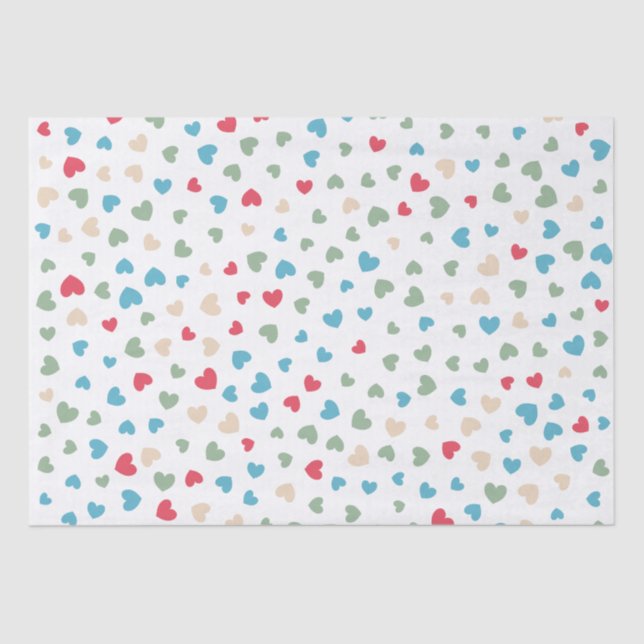 Cute Love Hearts Valentines Day Tissue Paper (Front)