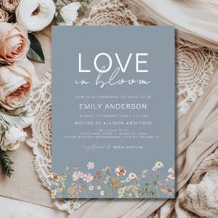 Cute Love in Bloom Boho Wildflower Bridal Shower Invitation